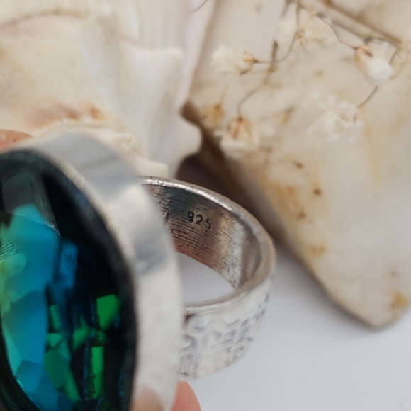 Large Silver 925 Ring Raw Ametrin Stone - Picture 7 of 13